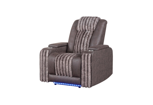 U8000 BROWN POWER RECLINER W/ POWER HEADREST & LED LIGHT - Furniture Stars (Chicago, IL)
