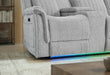 U8879 GREY 1 POWER PUSHBACK SECTIONAL WITH LED AND GLOBAL SS SPKR - Furniture Stars (Chicago, IL)