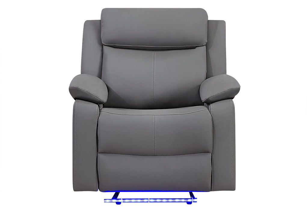 U6026 GREY PU 46A GLIDER RECLINER WITH LED - Furniture Stars (Chicago, IL)