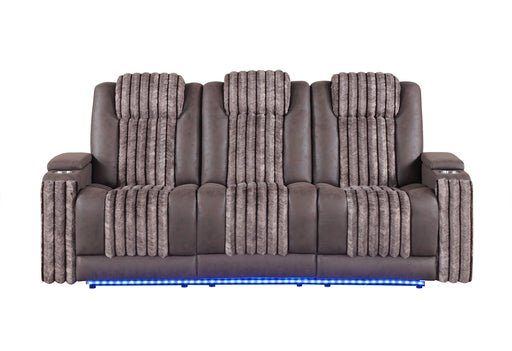 U8000 BROWN PWR REC SOFA W/PHR, DDT, READING LIGHT & LED LIGHT - Furniture Stars (Chicago, IL)