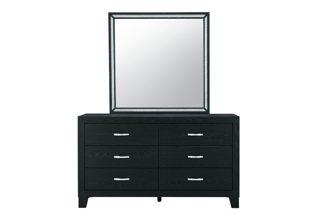 REID BLACK KING BED DRESSER MIRROR NIGHTSTAND - Furniture Stars (Chicago, IL)