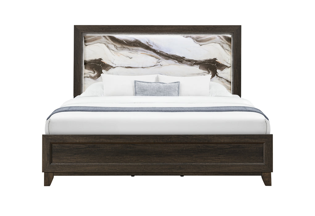 HARMONY BROWN KING BED WITH LED - Furniture Stars (Chicago, IL)