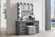 LEXI GREY VANITY SET WITH STOOL - Furniture Stars (Chicago, IL)
