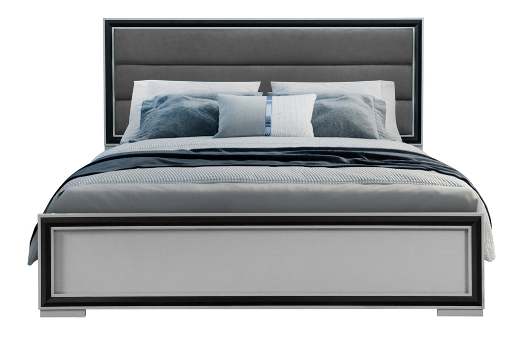 AMELIA GREY/BLACK KING BED, DRESSER, MIRROR, NIGHTSTAND - Furniture Stars (Chicago, IL)