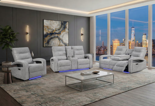 U6611 GREY 15 POWER RECLINING SOFA/POWER CONSOLE RECLINING LOVESEAT - Furniture Stars (Chicago, IL)