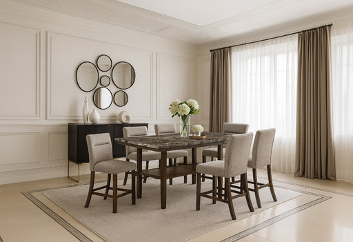 D4355 BROWN BAR TABLE WITH 8 BAR STOOLS - Furniture Stars (Chicago, IL)