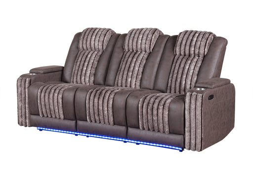 U8000 BROWN PWR REC SOFA W/PHR, DDT, READING LIGHT & LED LIGHT - Furniture Stars (Chicago, IL)