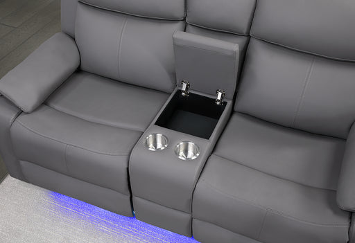 U6026 GREY PU 46A REC SOFA/CONSOLE REC LOVESEAT/GLIDER RECLINER - Furniture Stars (Chicago, IL)