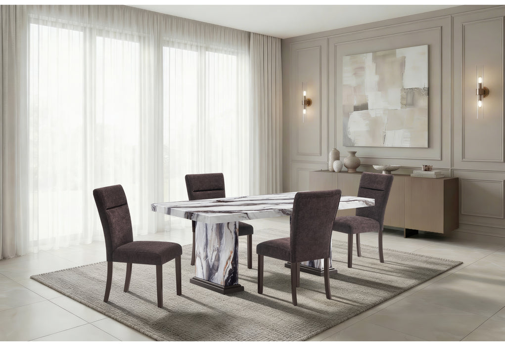 D8212 DINING TABLE WITH 6 D8212 DINING CHAIRS BROWN - Furniture Stars (Chicago, IL)