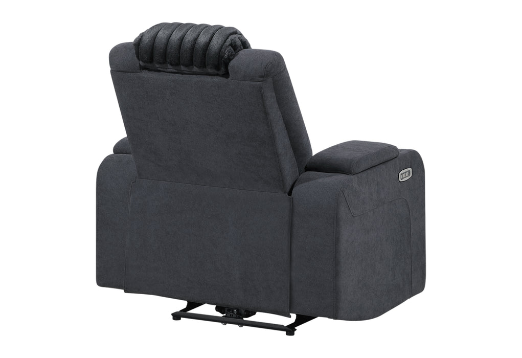 U8000 BLACK POWER RECLINER W/ POWER HEADREST & LED LIGHT - Furniture Stars (Chicago, IL)