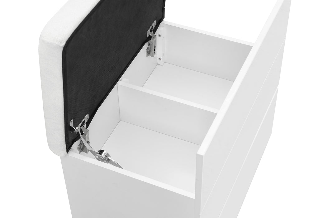 ELLA WHITE VANITY SET WITH STORAGE STOOL - Furniture Stars (Chicago, IL)