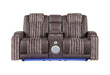 U8000 BROWN PWR CONSOLE REC LOVESEAT W/PHR, LED AND SPEAKER - Furniture Stars (Chicago, IL)