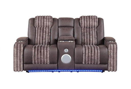 U8000 BROWN PWR CONSOLE REC LOVESEAT W/PHR, LED AND SPEAKER - Furniture Stars (Chicago, IL)