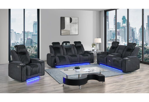 U8000 BLACK PWR REC SOFA/PWR CON REC LOVESEAT/PWR RECLINER W/PHR - Furniture Stars (Chicago, IL)