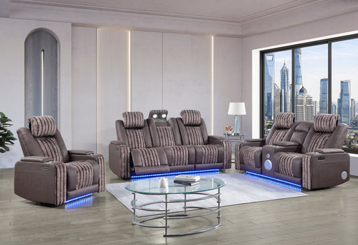 U8000 BROWN PWR REC SOFA/PWR CON REC LOVESEAT/PWR RECLINER W/PHR - Furniture Stars (Chicago, IL)