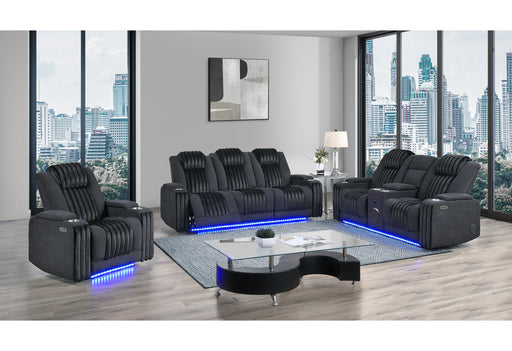 U8000 BLACK PWR REC SOFA/PWR CON REC LOVESEAT/PWR RECLINER W/PHR - Furniture Stars (Chicago, IL)
