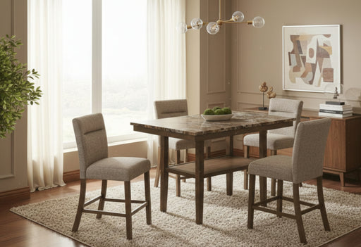 D4355 BROWN BAR TABLE WITH 4 BAR STOOLS - Furniture Stars (Chicago, IL)