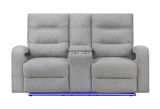 U6611 GREY 15 POWER CONSOLE RECLINING LOVESEAT WITH LED - Furniture Stars (Chicago, IL)