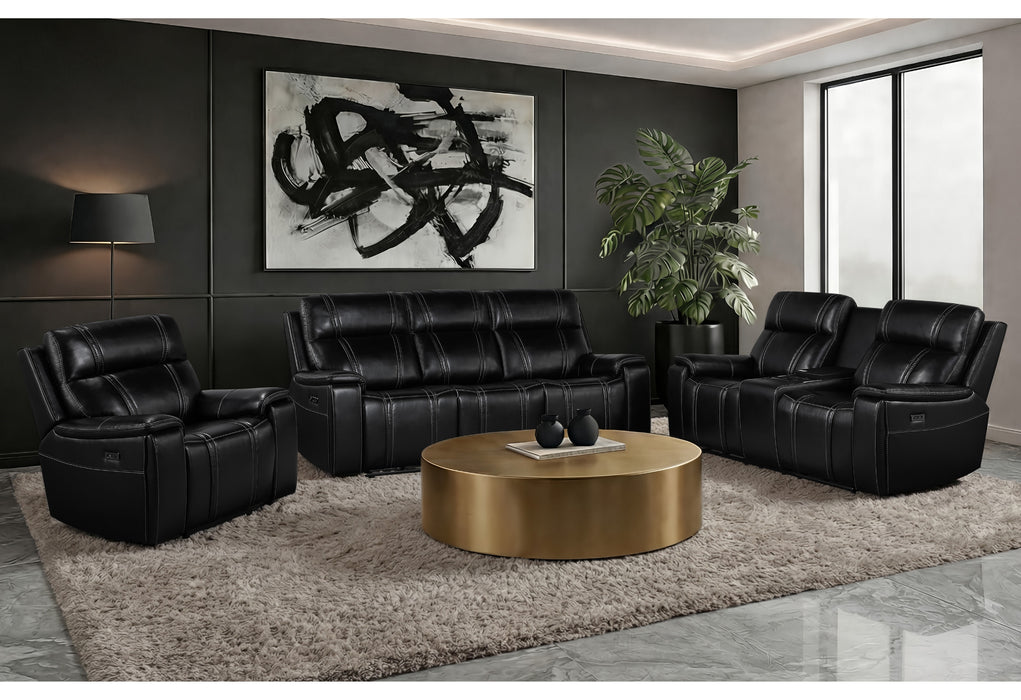U8880 BLACK LEATHER PWR REC SOFA/PWR CONSOLE REC LOVESEAT/PWR RECLINER - Furniture Stars (Chicago, IL)