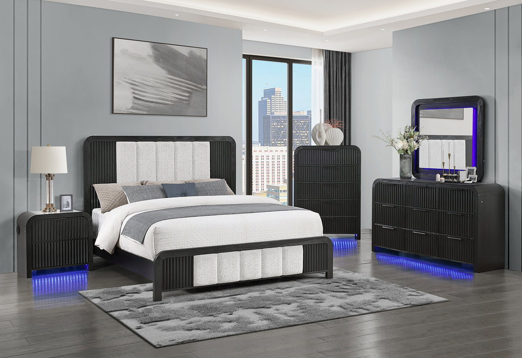 BECKETT WHITE/BLACK QUEEN BED GROUP WITH COOLER & SPEAKER - Furniture Stars (Chicago, IL)