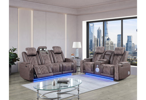 U8000 BROWN PWR REC SOFA/PWR CONSOLE REC LOVESEAT W/PHR - Furniture Stars (Chicago, IL)