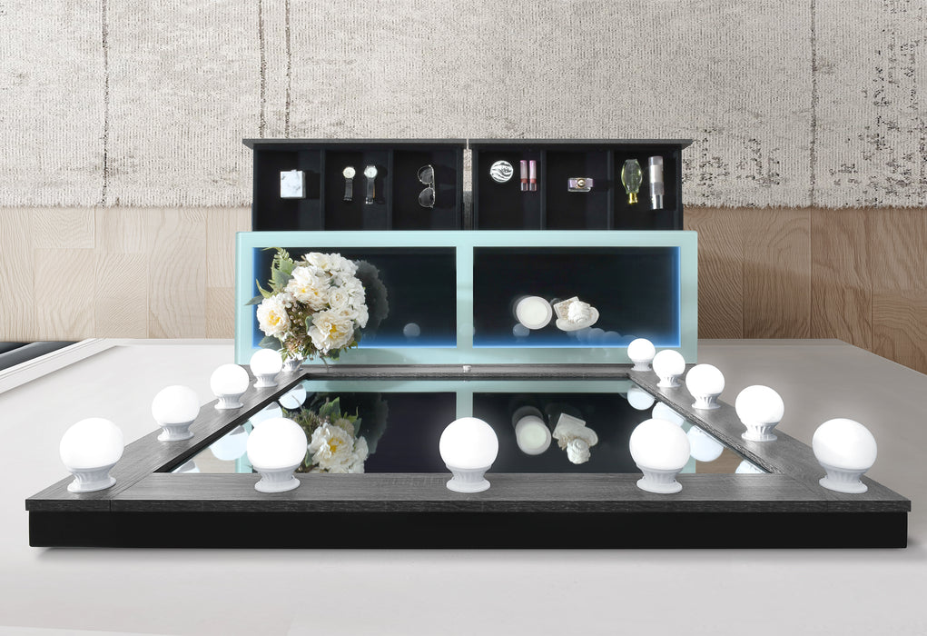 LEXI GREY VANITY SET WITH STOOL - Furniture Stars (Chicago, IL)