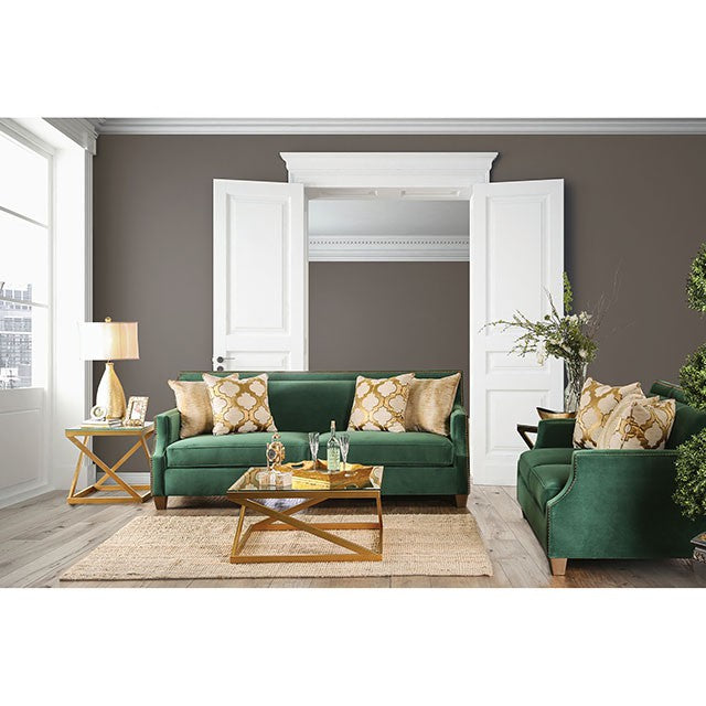 VERDANTE Emerald Green/Gold Sofa - Furniture Stars (Chicago, IL)