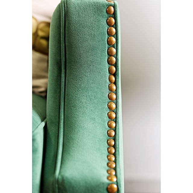 VERDANTE Emerald Green/Gold Sofa - Furniture Stars (Chicago, IL)