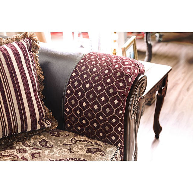 Quirino Burgundy/Dark Brown Sofa - Furniture Stars (Chicago, IL)