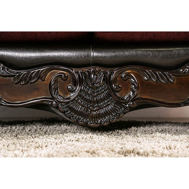 Quirino Burgundy/Dark Brown Sofa - Furniture Stars (Chicago, IL)